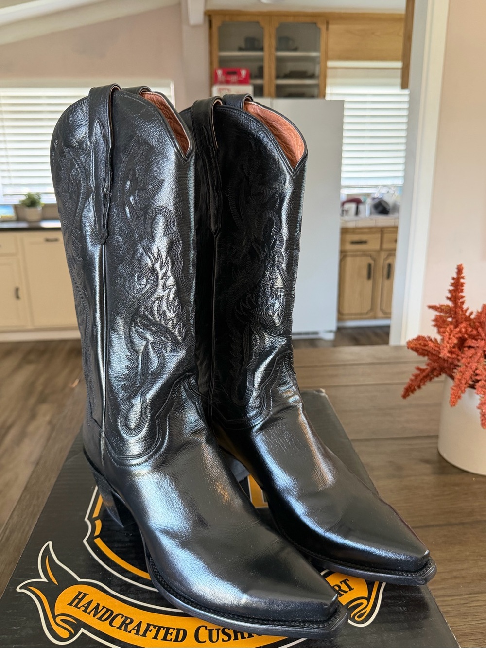 Dan Post Womens Black Leather Snip Toe Western Cowboy Boots DP3200 Size 10 M